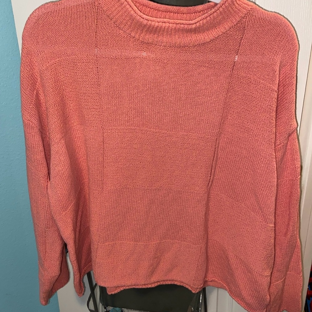 Free People Coral Crew Neck Sweater